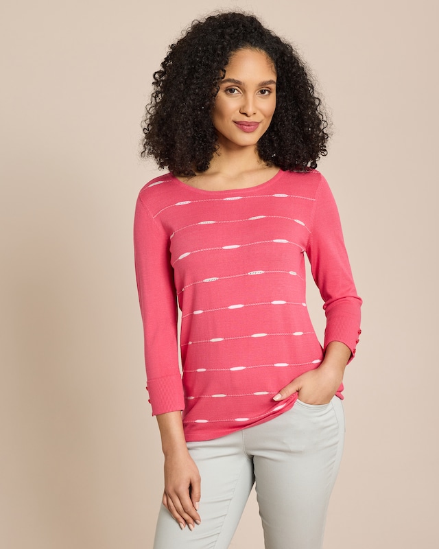 Pullover mit Strickmuster und Strass