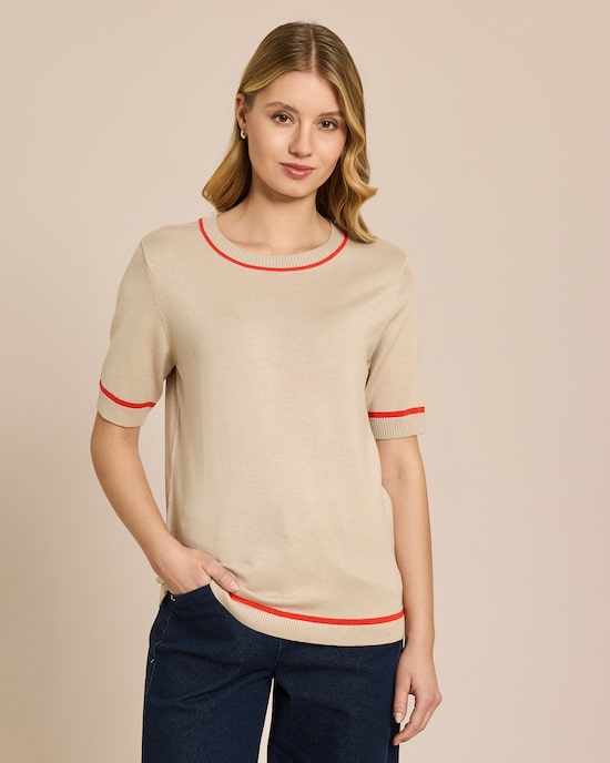 Produktabbildung für Halbarm-Pullover mit Kontrast