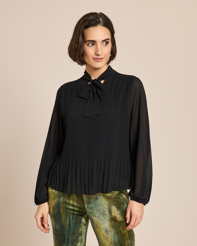 Schluppenbluse mit Plissee