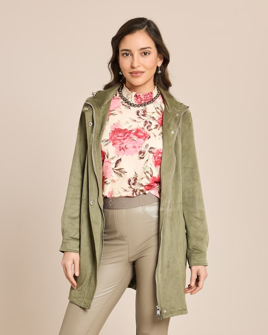 Produktabbildung für Longjacke aus Velourslederimitat