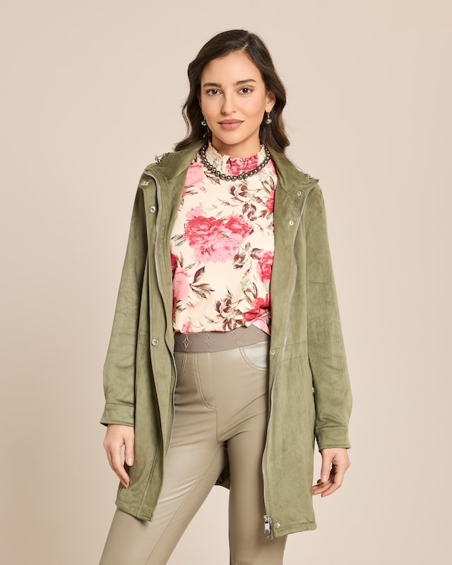 Longjacke aus Velourslederimitat