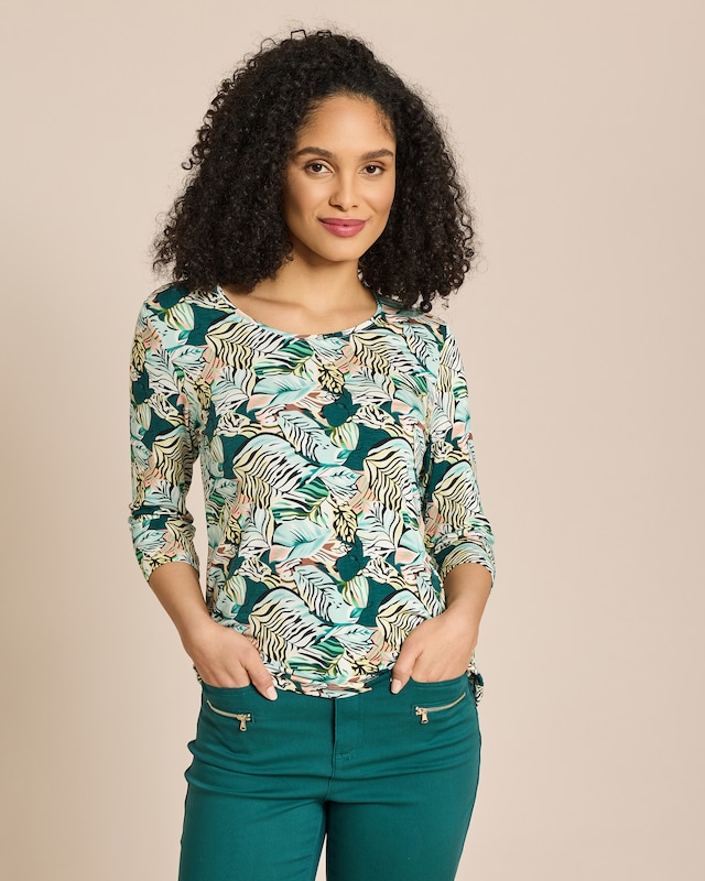 Shirt Blätterdruck mit Animal-Optik