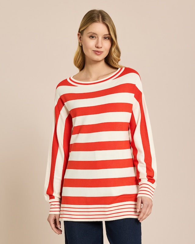 Pullover Midi-Länge mit breiten Streifen