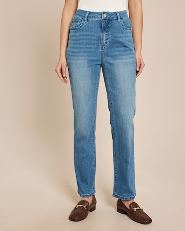 Produktabbildung für Straight Leg Jeans mit bedrucktem Futter und Stickerei