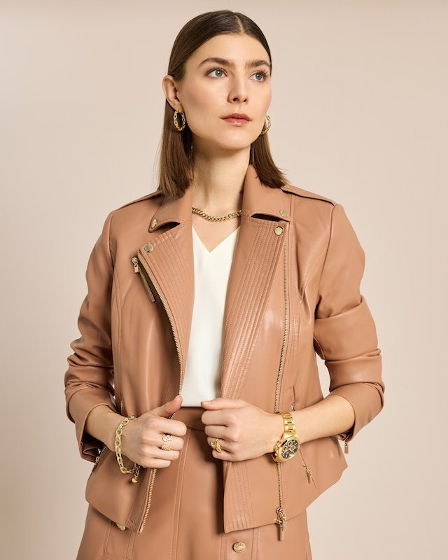 Bikerjacke aus Lederimitat