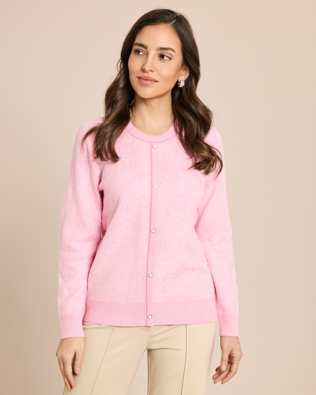 Pullover mit eingestrickten Blumen