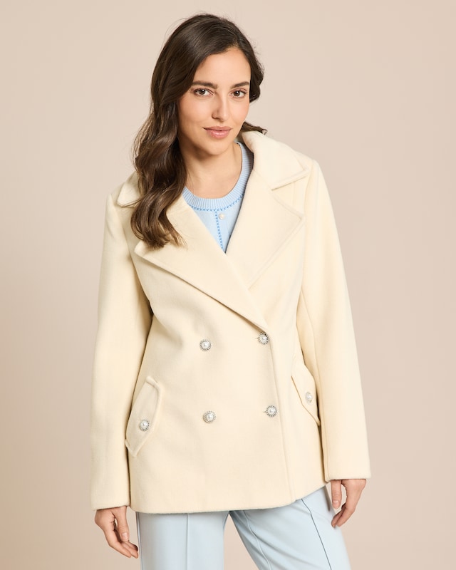 Wolloptikjacke mit Schmuckknöpfen