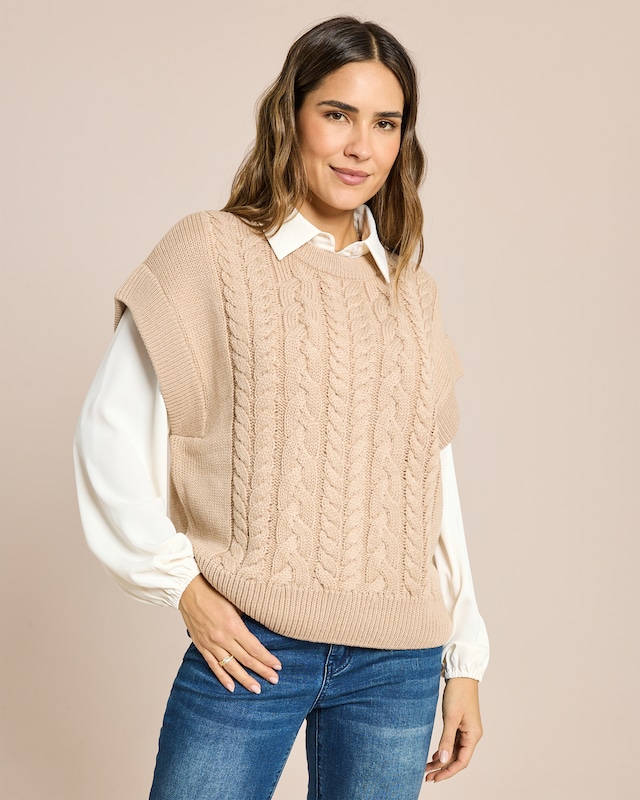 Pullunder mit Zopfmuster