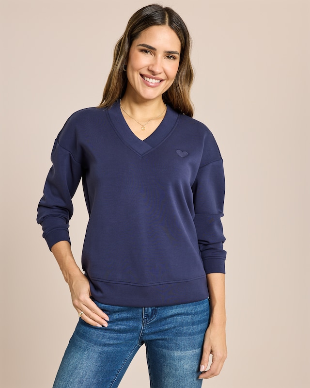 Sweatshirt mit Herzstickerei