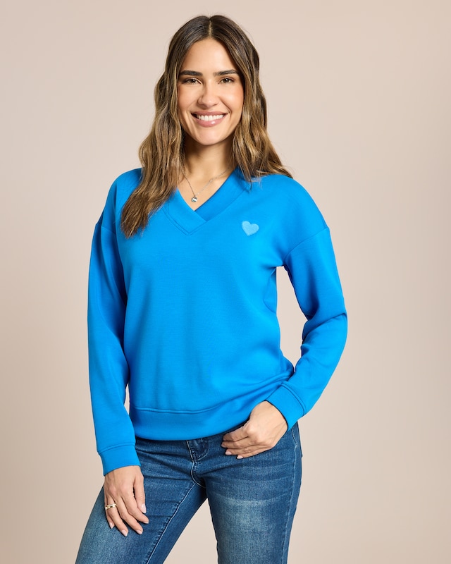 Sweatshirt mit Herzstickerei