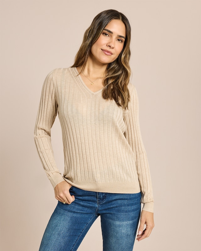 Langarm Pullover mit Metallic Garn
