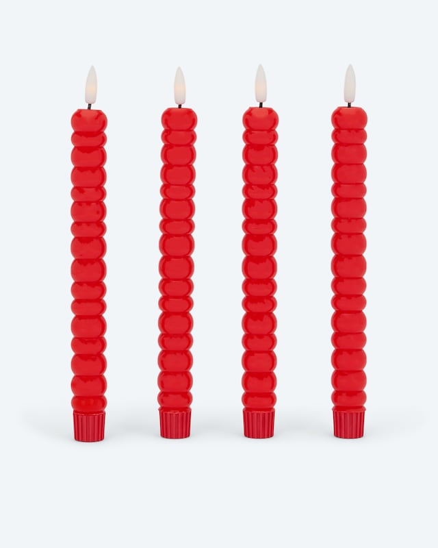 LED-Formstabkerzen "Glossy", 4tlg.