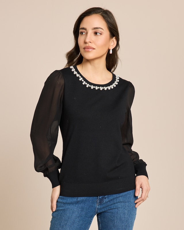 Pullover mit Chiffonärmel