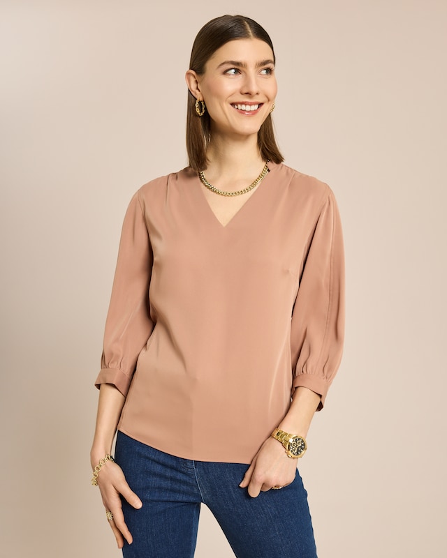Blusenshirt mit V-Ausschnitt