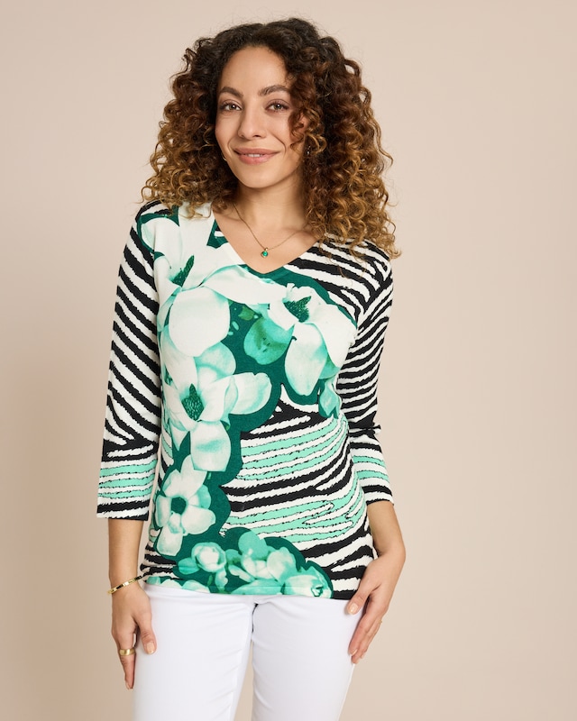 Classic Pullover mit Orchideen