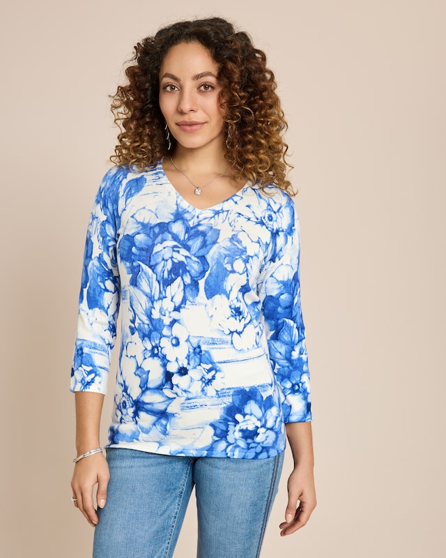 Classic Pullover Blumendruck