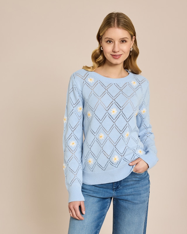 Pullover mit Margeriten Stickerei