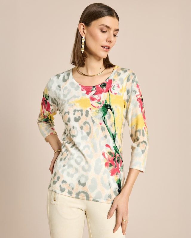 Classic Pullover Leo-Blumen-Druck