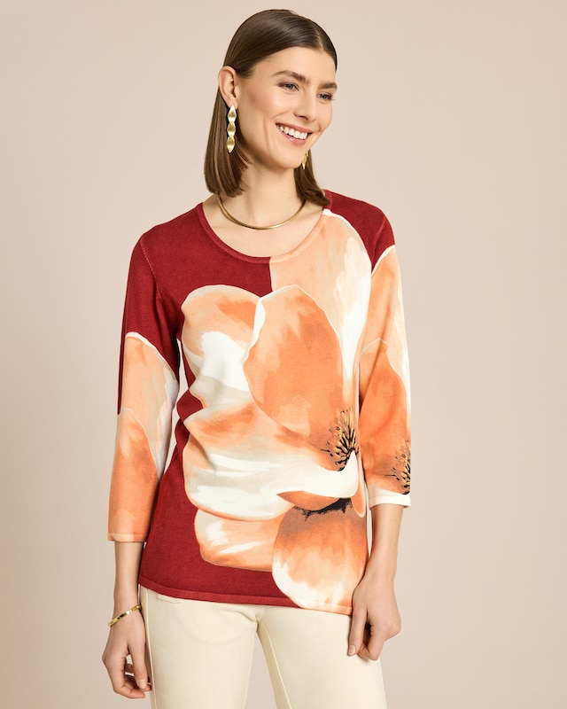 Classic Pullover Magnoliendruck