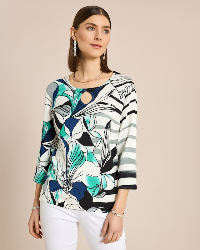 Classic Pullover mit Blätterdruck