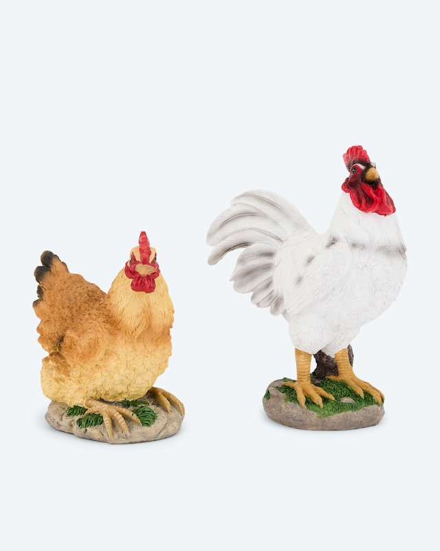 2 Outdoor-Figuren Hahn und Huhn