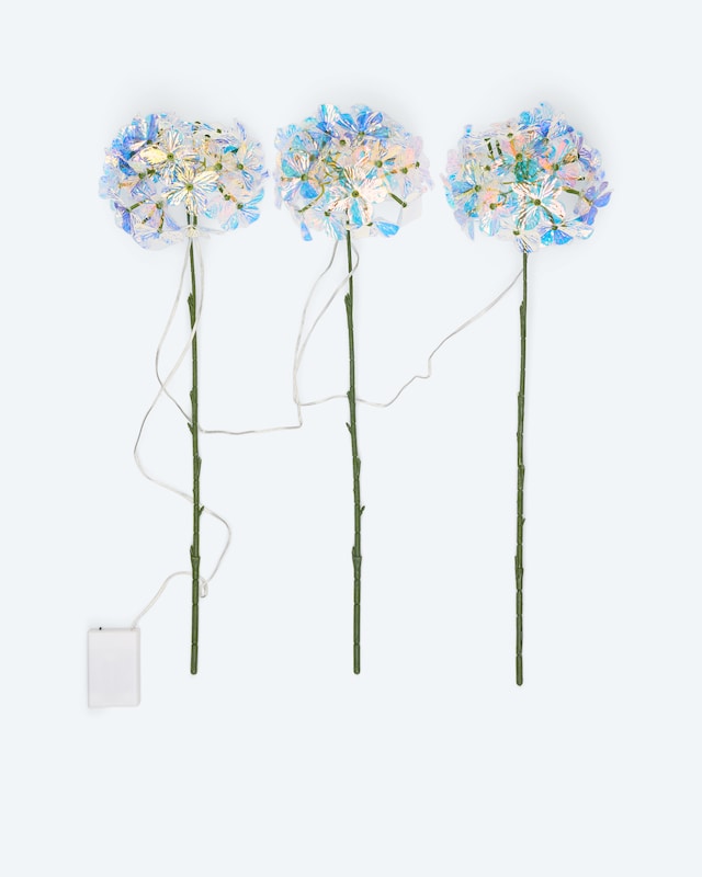3 LED-Leuchtzweige "Regenbogenhortensien"