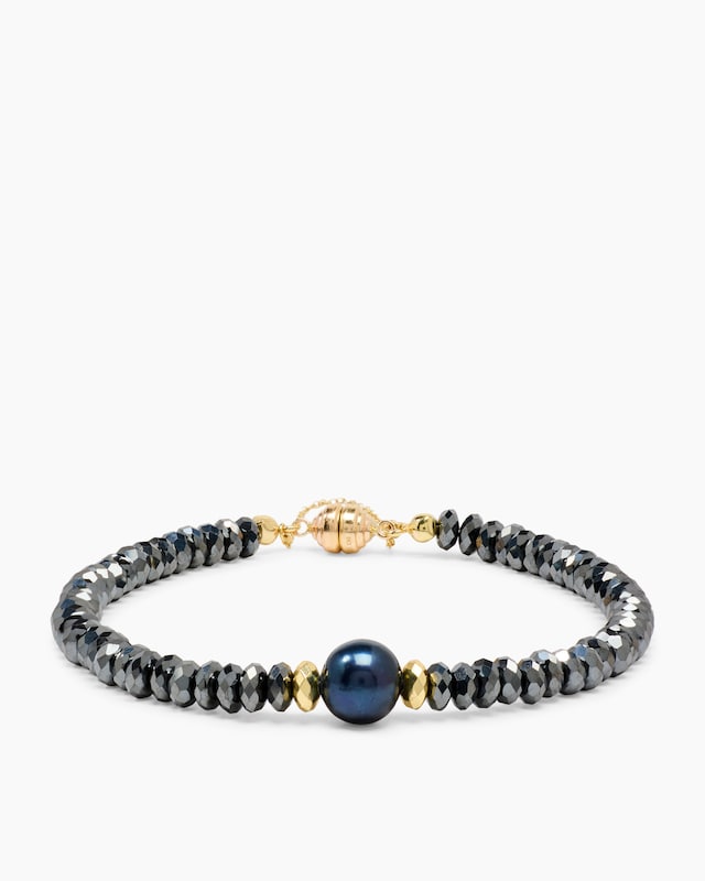 Armband mit Hämatit & Süßwasserzuchtperle