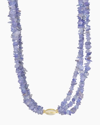 Produktabbildung 2 für Collier mit Tansanit & Bergkristall/Blattgold-Dublette