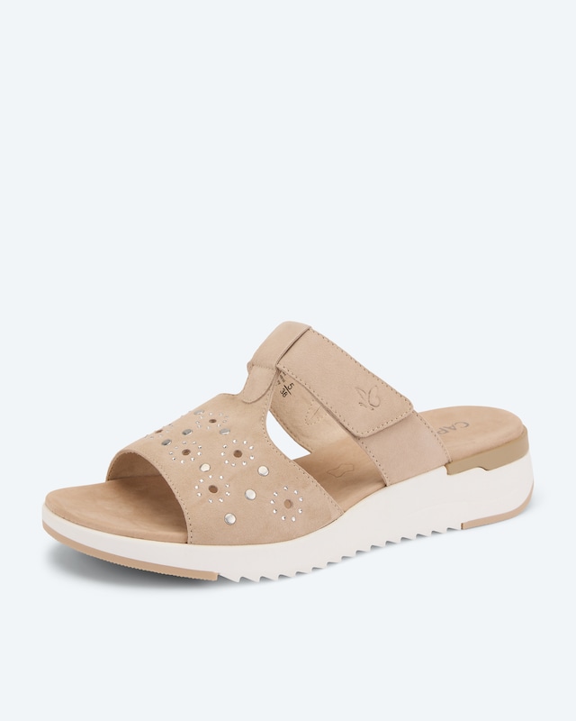 Klett-Pantolette mit Deko