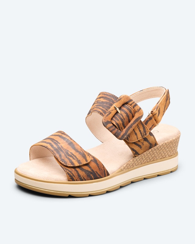 Keil-Sandale mit Dreifachklett