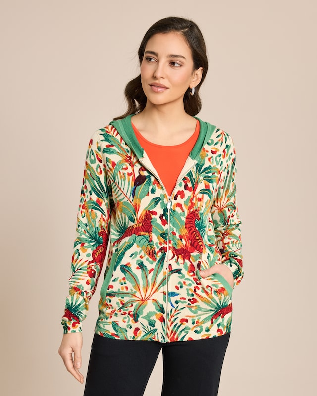Cardigan mit Kapuze und Alloverdruck