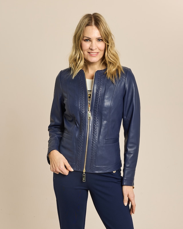 Lederjacke mit Flechtdetails