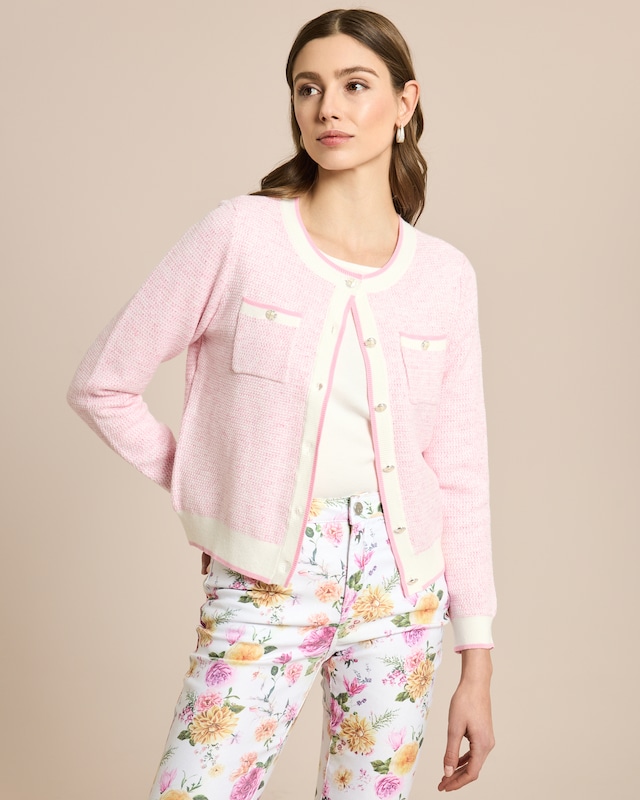 Cardigan mit Kontrast und Knöpfen