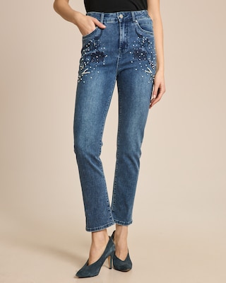 Produktabbildung 1 für Slim fit Jeans mit Blumenstickerei