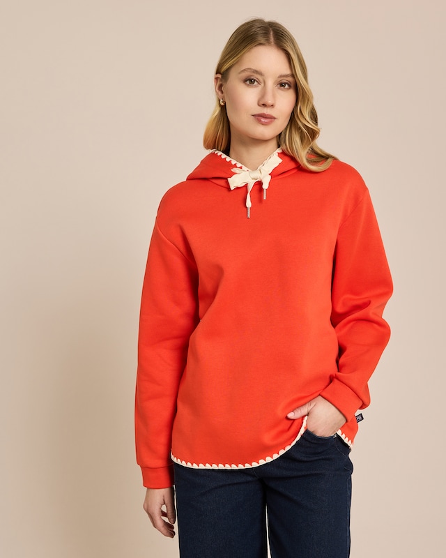 Hoody mit Zierstichen an Kanten