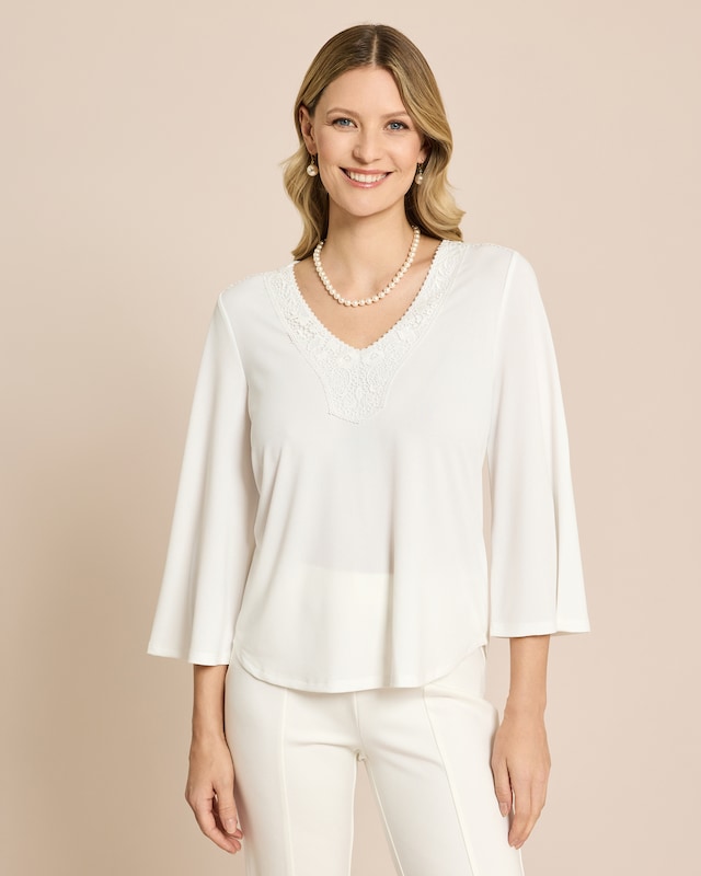 Shirt mit Spitzenbesatz