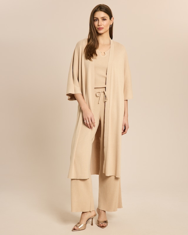 3-teiliges Strickset mit Kimono-Cardigan