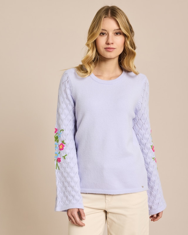 Pullover mit Blumenstickerei