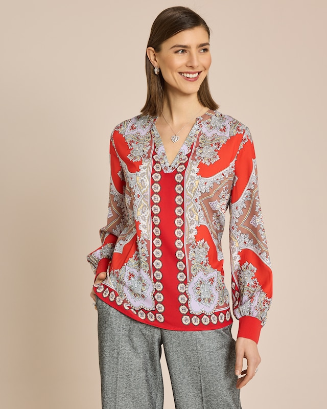 Shirtbluse mit Ethno Druck