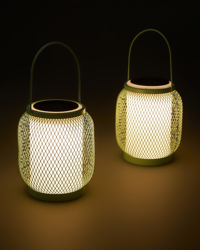 Solar-Lampen im Gitter-Design, 2er-Set