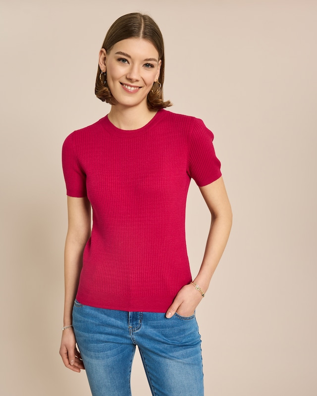 Rippen Pullover Kurzarm