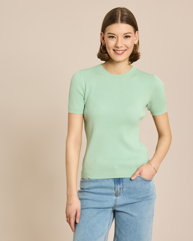 Rippen Pullover Kurzarm