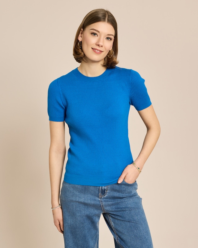 Rippen Pullover Kurzarm