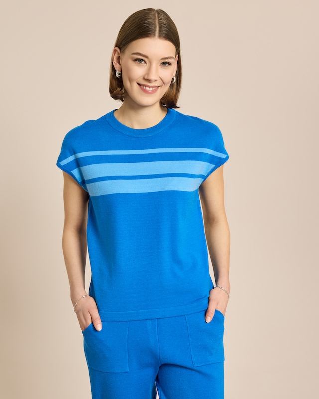 Kurzarm Pullover mit Streifen