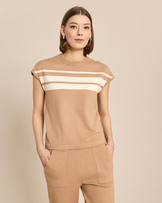 Kurzarm Pullover mit Streifen