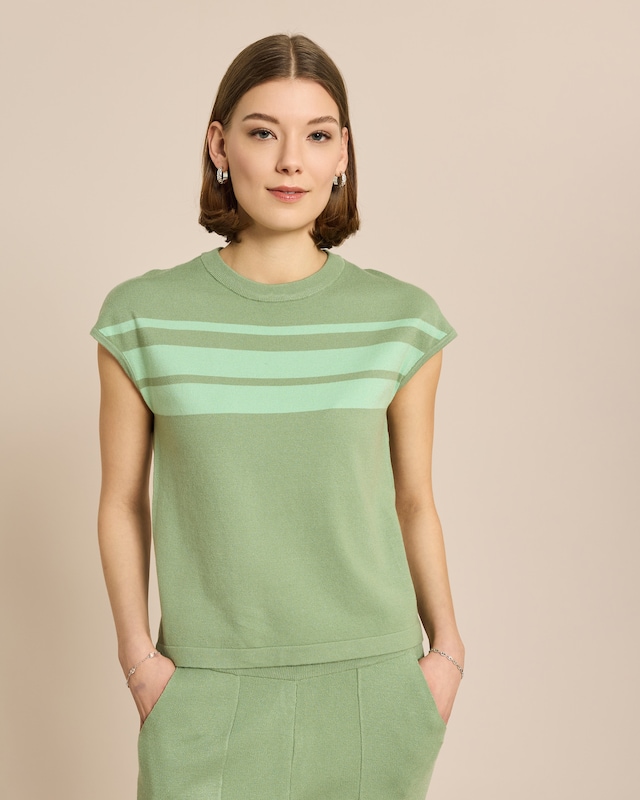 Kurzarm Pullover mit Streifen