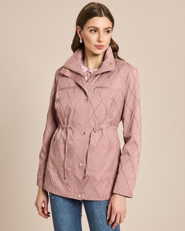 Jacke in Karo-Struktur mit Ziernähten