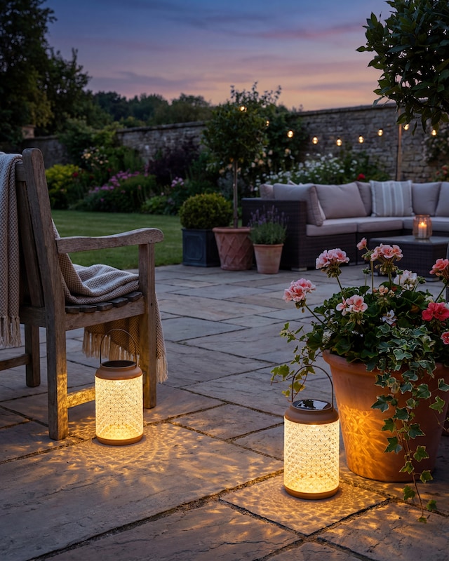 Solar-Laternen mit Henkel, 2er-Set