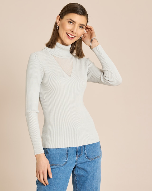 Pullover mit transparentem Ausschnitt