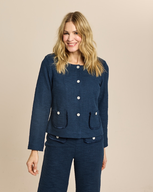 Kurzblazer aus strukturiertem Jersey